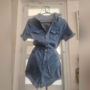 Denim Button-Up Romper